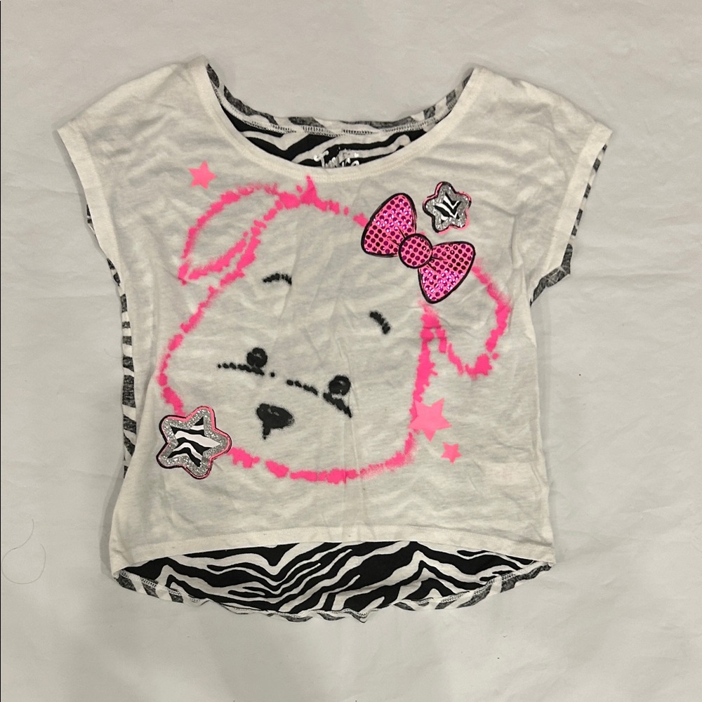 Justice White and Pink Dog Graphic Tee